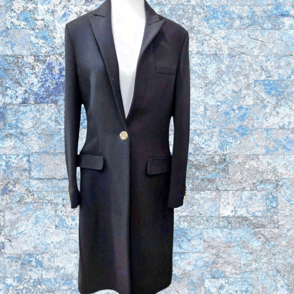 Authentic Versace Vintage Black Blazer Coat with Gold Button